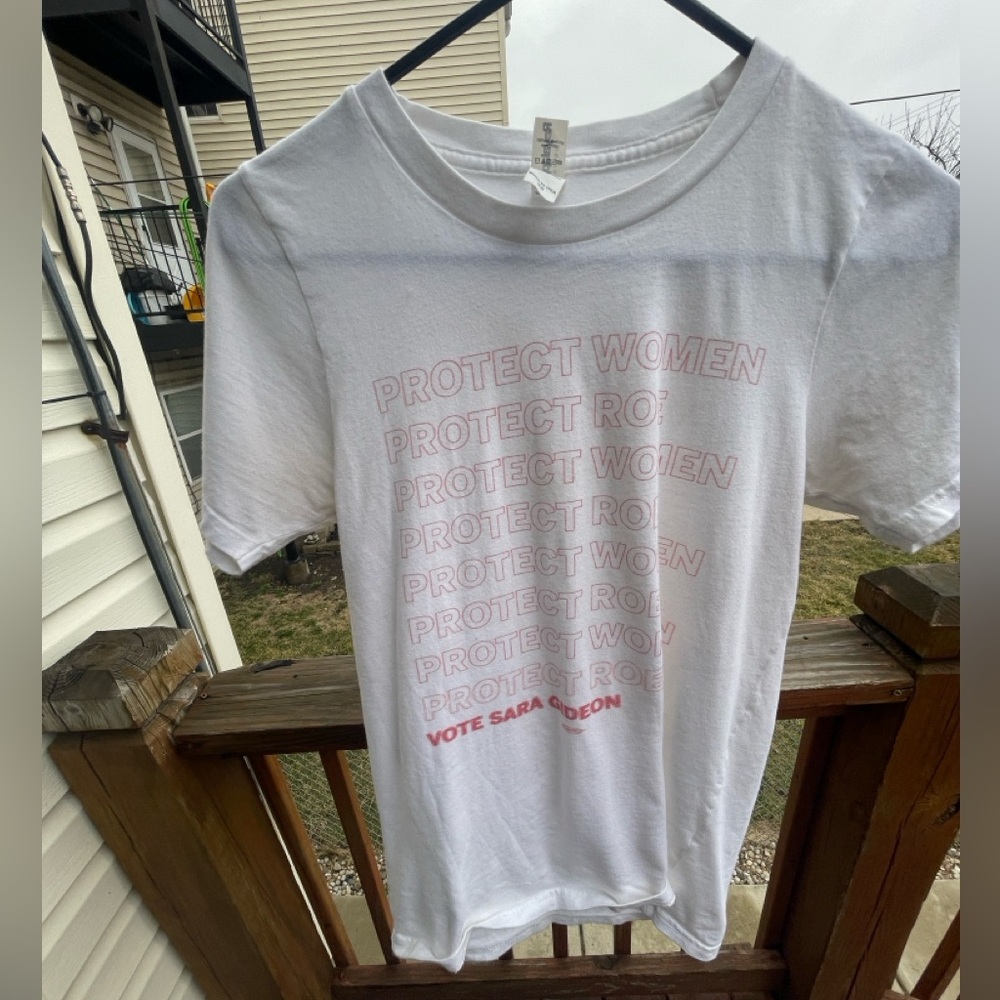 White Graphic T-Shirt with Red text Protect Woman